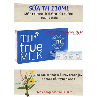 Thùng sữa TH TRUE MILK 110ml NGUYÊN CHẤT/ ÍT ĐƯỜNG/ CÓ ĐƯỜNG 48 hộp