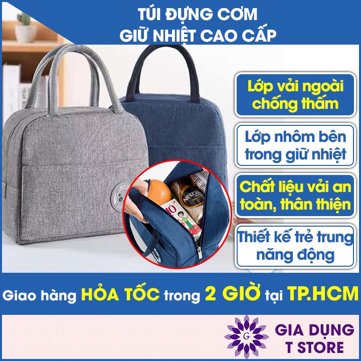 Túi Vải Giữ Nhiệt Họa Tiết Trơn Lịch Sự, Đựng Hộp Cơm Văn Phòng, Thức Ăn Vặt Tiện Lợi  [TÚI GIỮ NHIỆT TRƠN]