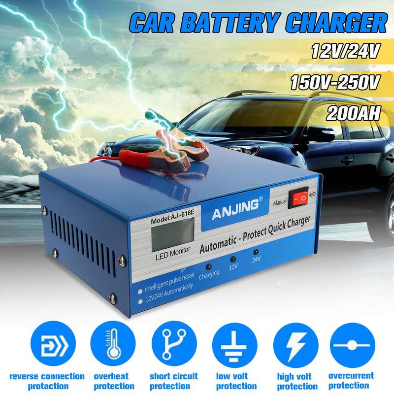 Máy Sạc Ắc Quy Và Phục Hồi Bình Ắc Quy 12V 24V 200AH AJ-618E - Sạc Acquy Khu sunfat