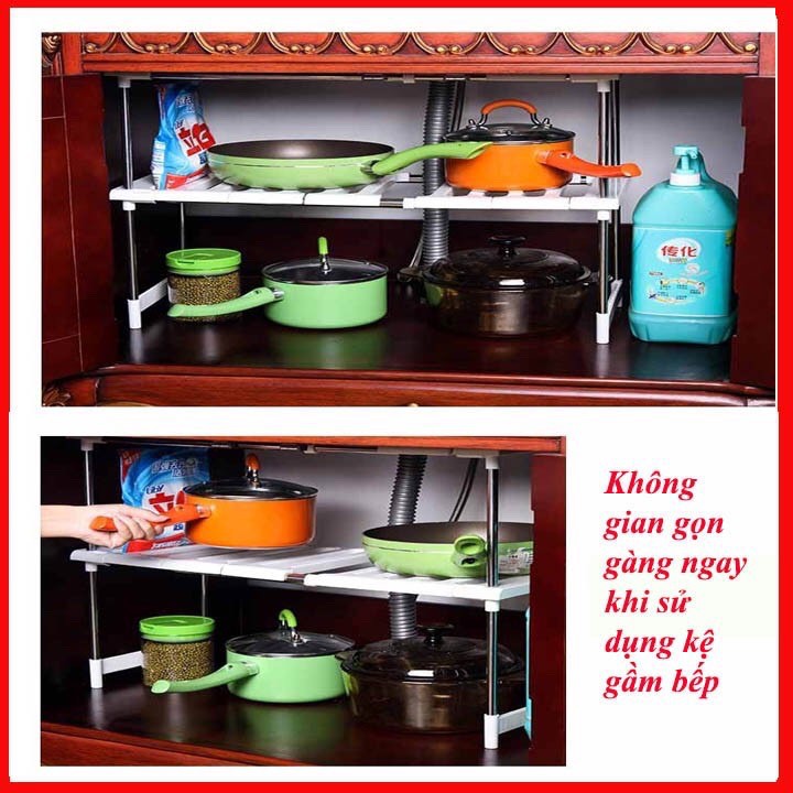 (Sỉ toàn quốc) Kệ gầm bếp 2 tầng đa năng tiện dụng tiết kiệm không gian nhà bếp, kệ để nồi niêu xong chảo | BigBuy360 - bigbuy360.vn