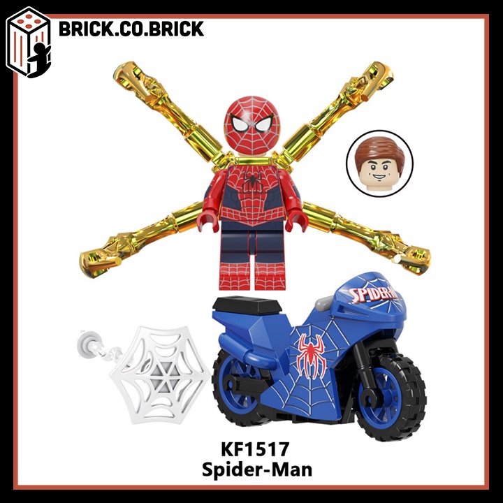 Người Nhện Spider Man Kèm Xe Mô tô cực chất Mô Hình Minifigure Siêu Anh Hùng Marvels Nhện Mạ đuôi vàng KF6137