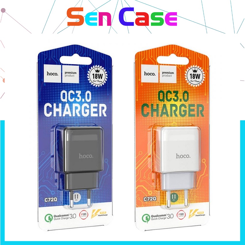 Củ Sạc Nhanh Hoco C72Q 1 Cổng USB Sạc Nhanh 3A, PD 18W, Tương Thích Với Nhiều Thiết Bị - Hàng Chính Hãng ( HB 12 Tháng )