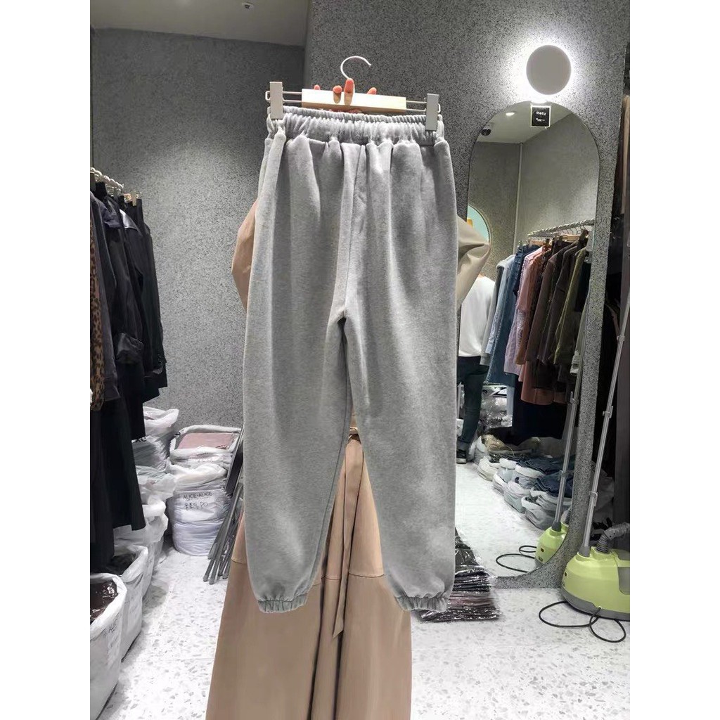 Quần Jogger Nỉ Trơn Unisex - Quần Thun Nỉ Dáng Rộng Ống Bo 2 Màu