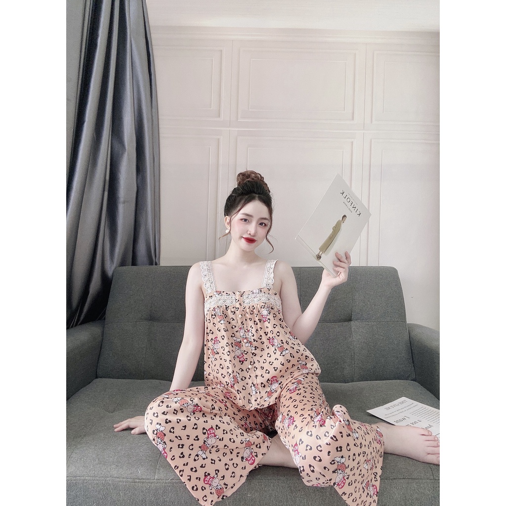 Bộ lụa hai dây hoạ tiết xinh xắn | BigBuy360 - bigbuy360.vn