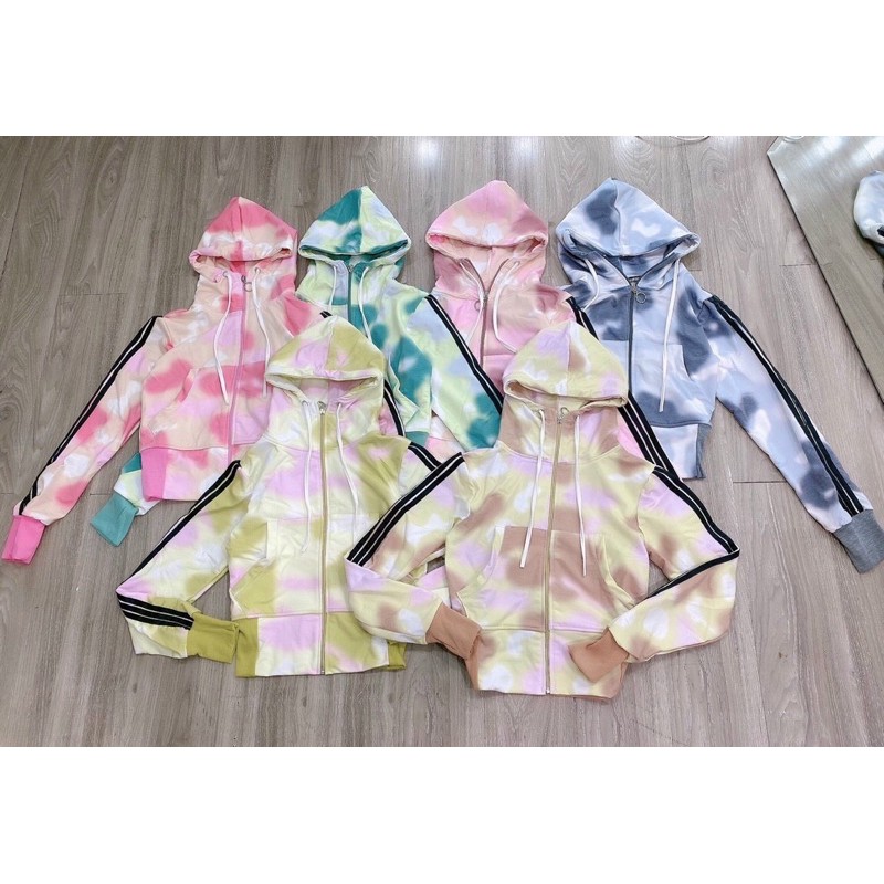 😆 LOẠI TỐT - GIÁ SỈ 😆 Áo Khoác Thun Nữ Form Lửng Bo Cao Dày Dặn Loang Màu Siêu Hot 2020 - Hàng Có Sẵn