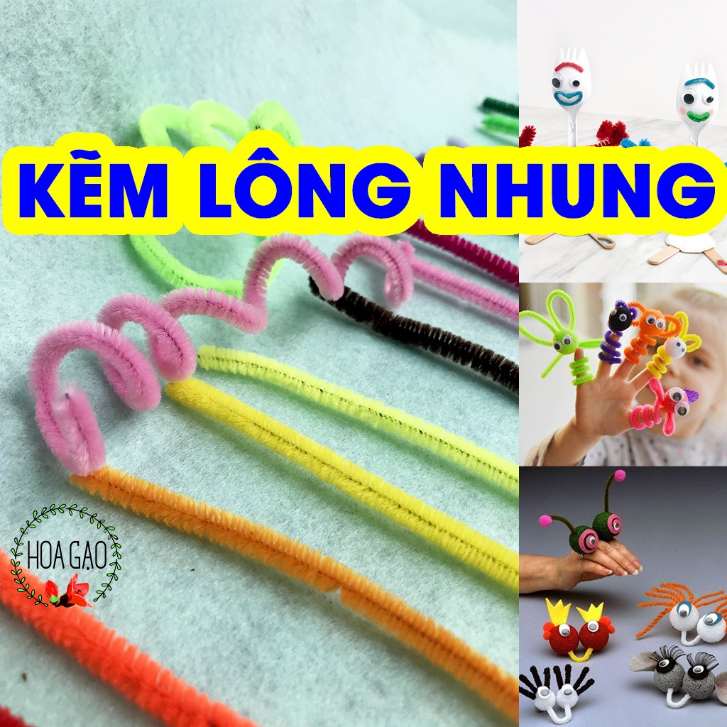 kẽm nhung lông xù bó 100 cọng HOA GẠO GKL0 làm nụ tầm xuân handmade phát triển sáng tạo freeship 50k