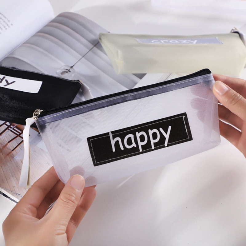 Túi Đựng Bút Dạng Lưới Cỡ Lớn In Chữ Tiếng Anh Sáng Tạo Cho Bé Gái / Trường Học / Văn Phòng