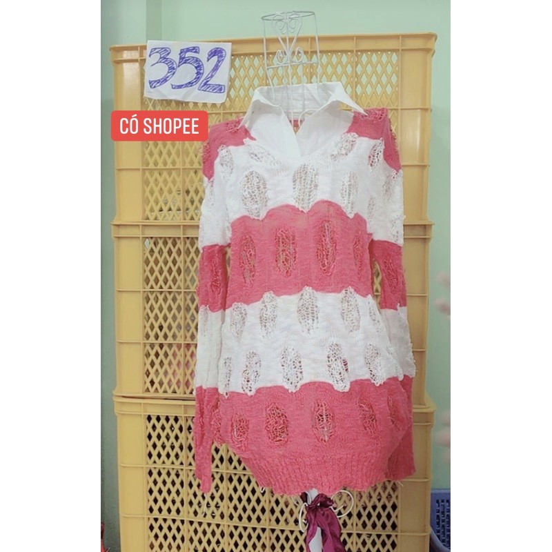 Áo thun len sọc hồng cổ somi.s352