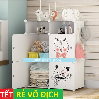 TỦ NHỰA LẮP GHÉP 4 Ô VÀ 2 Ô NHỎ ĐỂ ĐỒ ĐA NĂNG THÔNG MINH sâu 37cm ( chọn mẫu theo phân loại )