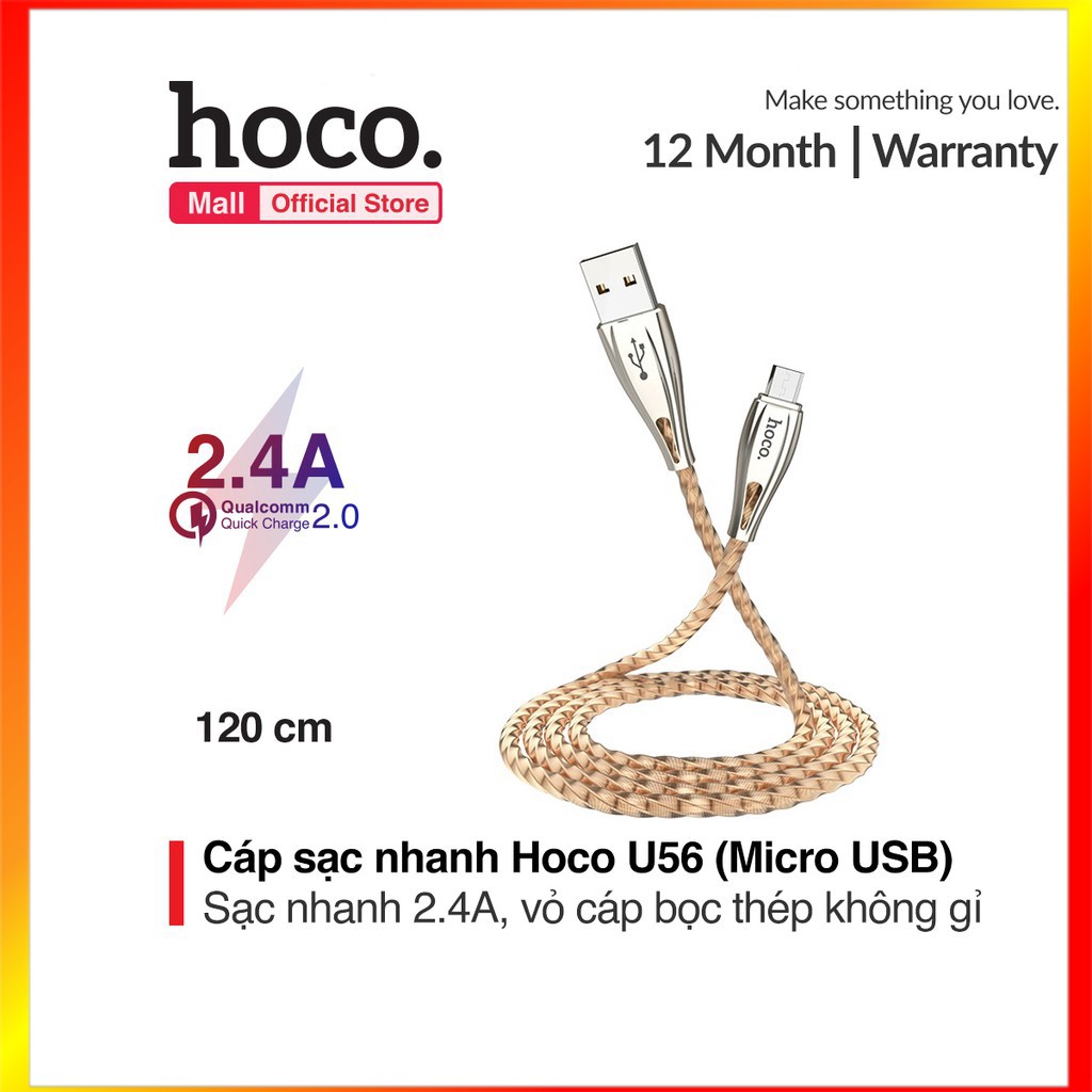 Cáp sạc nhanh Hoco U56 Micro USB dài 1.2m 2.4A Max dành cho MrPhukient phone Table - MrPhukien