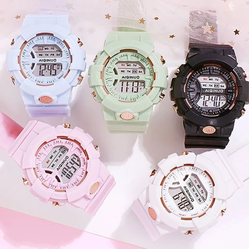 Đồng Hồ Điện Tử Thể Thao Chống Thấm Nước Màu Sắc Kẹo Ngọt Chất Lượng Cao