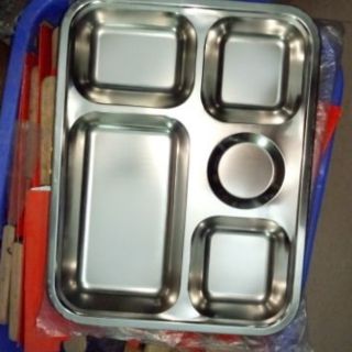 Combo 5 khay chia cơm inox có nắp đậy