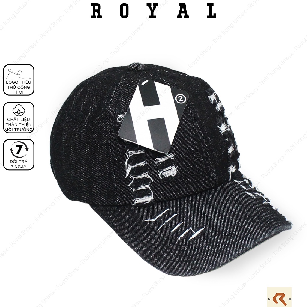 Mũ Lưỡi Trai Nón Lưỡi Trai Nam Nữ Jeans Đen Xanh Rách Vải Denim Nón Kết - Royal Caps