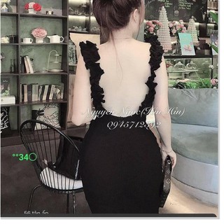 (New) Đầm Body Dài Midi Hở Lưng Tay Cánh Tiên ( Vải Gân) Siêu Đẹp