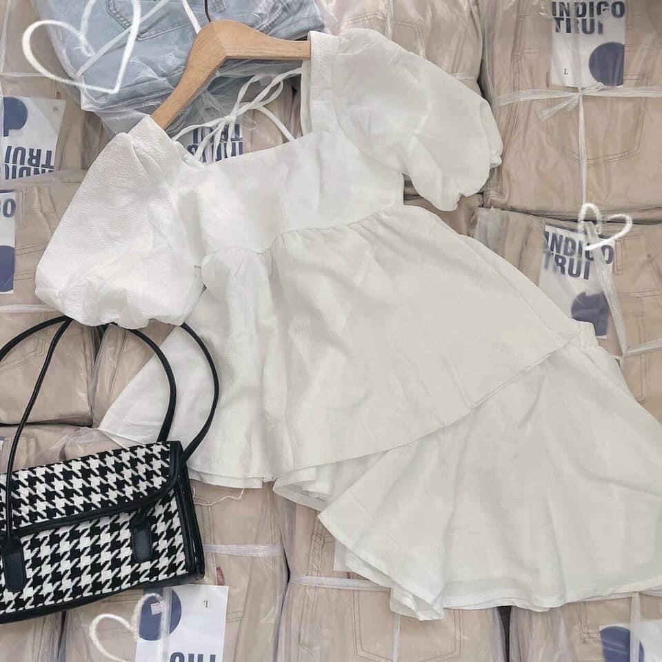 Váy babaydoll hai dây xòe siêu xinh, vải ren hoa nhí mềm đẹp form dưới 55kg