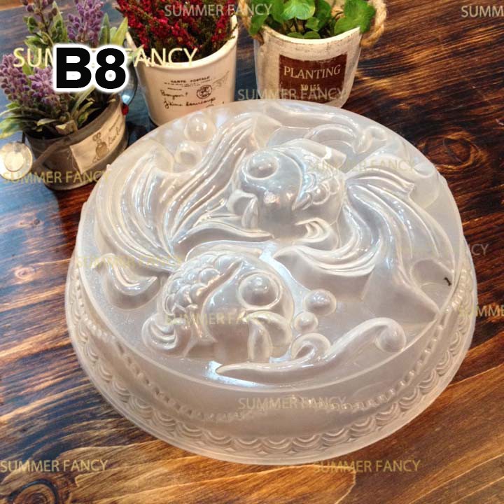 (8 mẫu ) khuôn rau câu 25cm cành hồng happy birthday chùm nho cá chép trung thu plastic square cake mold