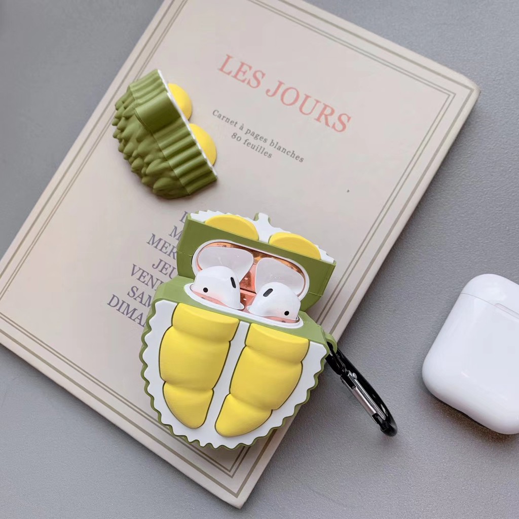 Mềm Silicone Airpods - Thời trang dễ thương 3D Sầu riêng Case phù hợp cho Apple Airpods #HG105