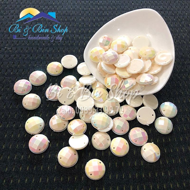 Đá Kết Tròn Màu Kem Sữa Cừ Đính Kết Trang Phục Thời Trang Làm Phụ Kiện Handmade