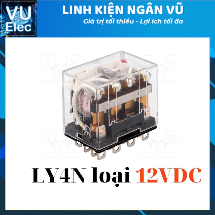 Relay trung gian LY4N 12V - 24V - 220V 14 chân 10A , Rơ le, relay 220V10A 14 chân (Chân To)(hàng chất lượng cao)