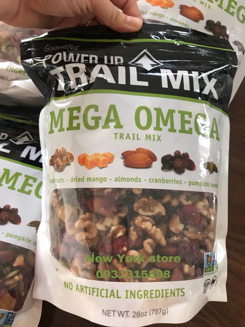 Hạt sấy khô tổng hợp Power Up Trail Mix Mega Omega 737g, date 2022