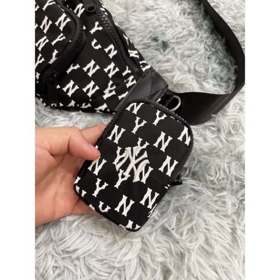 | ẢNH THẬT | Túi bao tử nam nữ  M L B B438 MONOGRAM WAIST BAG BLACK KÈM TÚI NHỎ