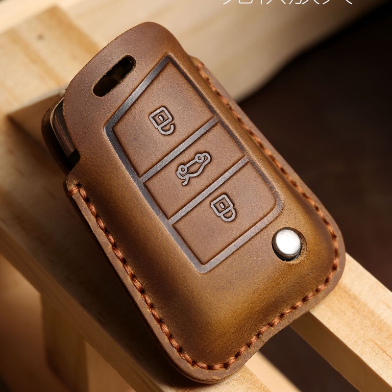 Ốp Bảo Vệ Chìa Khóa Xe Hơi Volkswagen Passat Meiteng Golf Tiguan Tilap Lavida Bằng Chất Liệu Da Thật Handmade