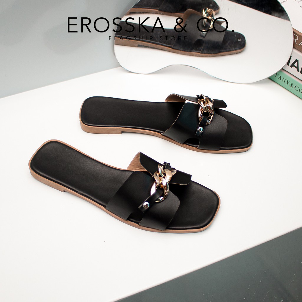 Erosska - Dép quai xích thời trang 2022 quai ngang màu nude - DE042
