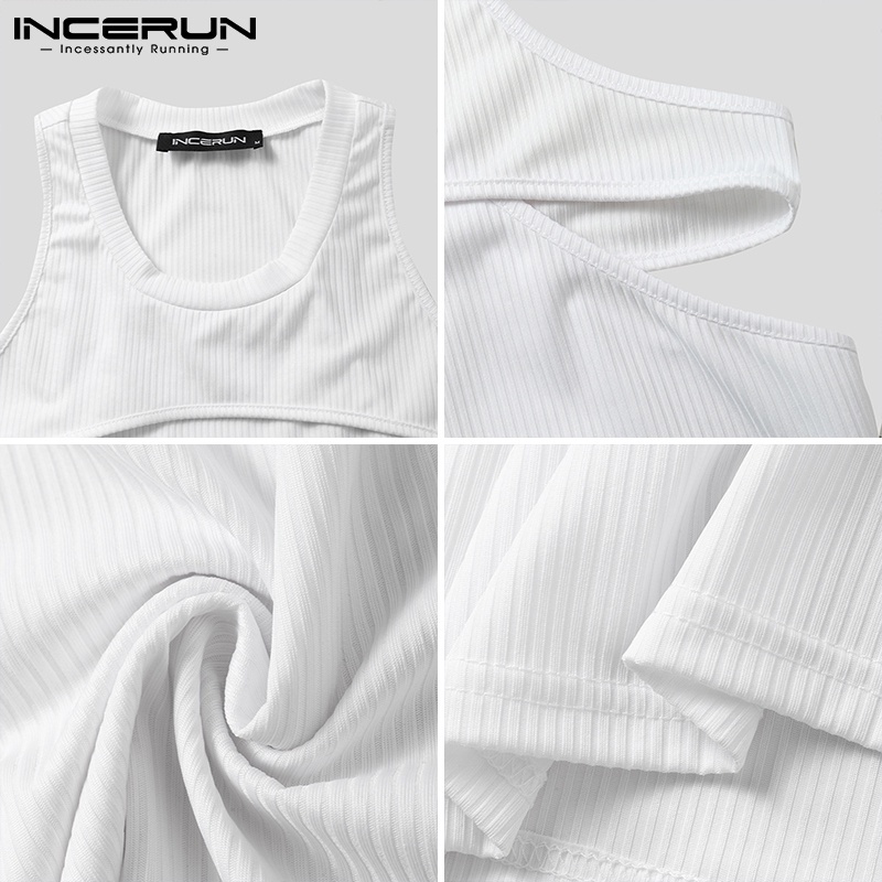 Áo sát nách INCERUN màu trơn mỏng ôm vừa vặn thời trang mùa hè cho nam mặc thường ngày