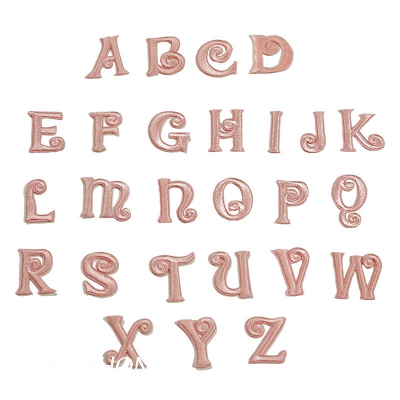 Set 26 Miếng Vá Trang Trí Quần Áo Hình Chữ Cái A-Z Màu Vàng Hồng Diy