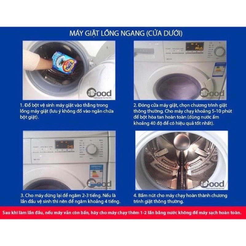 [Mã LIFE1404ALL giảm 10% đơn 50K] Gói bột vệ sinh lồng máy giặt 450g