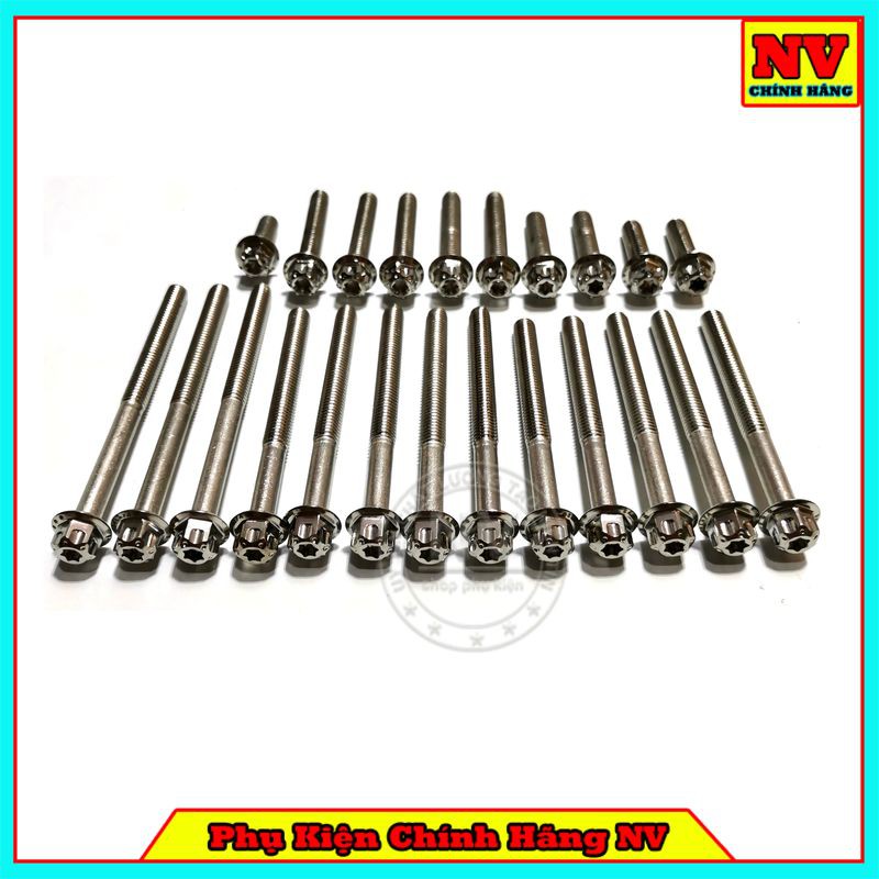 Bộ Ốc Lốc Máy Wave/ Dream Mẫu Salaya Inox 304 (23 Con)