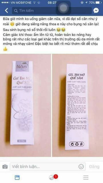 Gel tan mỡ quế sâm