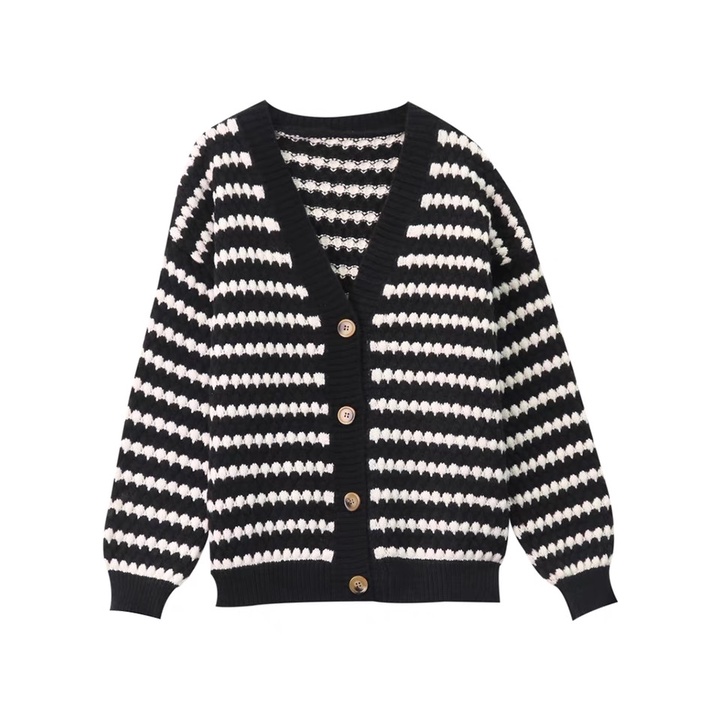 Áo cardigan len nữ Quảng Châu họa tiết rằn ri form rộng dày dặn basic cao cấp mới nhất thu đông 2022 kozoda AC42