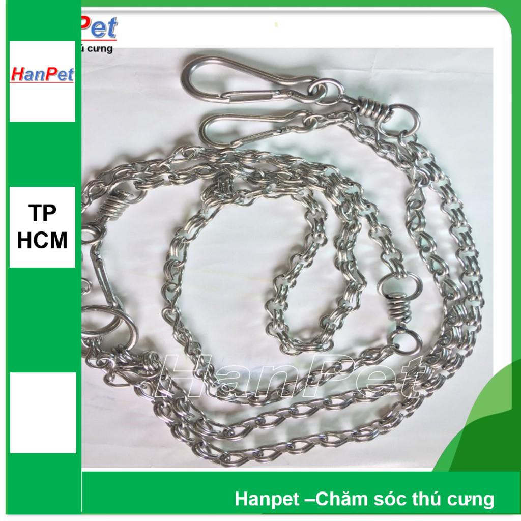 size 1) Xích chó mèo inox xích mèo và chó nhỏ dưới 5kg dài 1,4m (hanpet 325f)