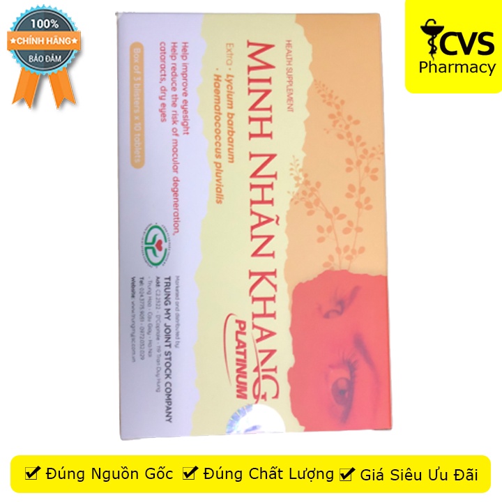 Minh Nhãn Khang Platinum 30v - Giảm nguy cơ đục thủy tinh thể - Cvspharmacy