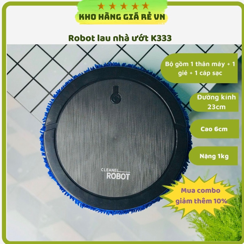 Robot lau nhà tự động, bộ máy lau sàn nhà thông minh 2 tính năng lau khô ướt dùng pin sạc gia dụng nội địa Trung