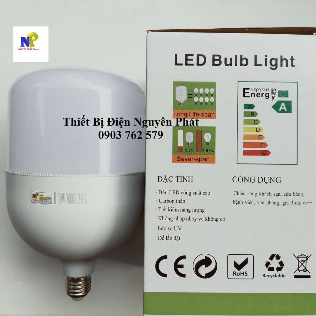 Bóng Đèn LED Công Suất Cao 50W Siêu Sáng (Siêu To) Ánh Sáng Trắng -Tiết Kiệm Điện Năng