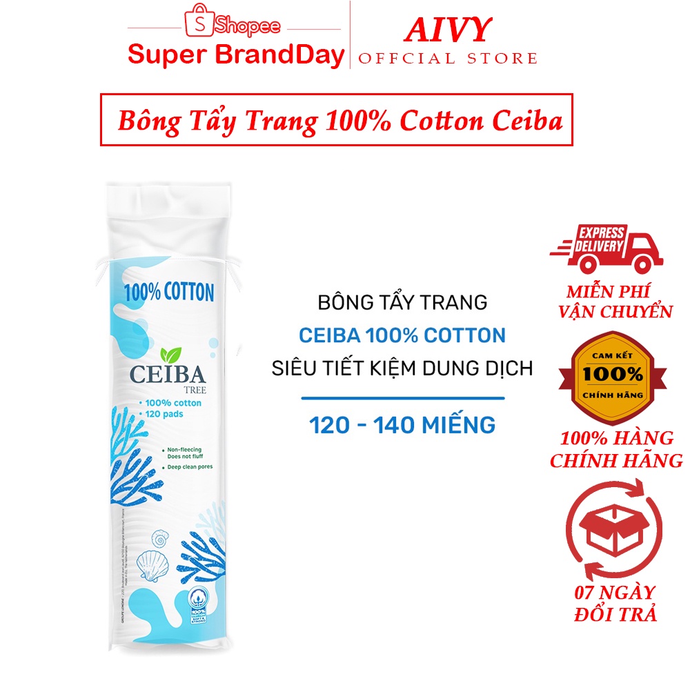 Bông tẩy trang Organic Pháp 100% chất liệu Cotton Ceiba Tree (80/120/140 Miếng)