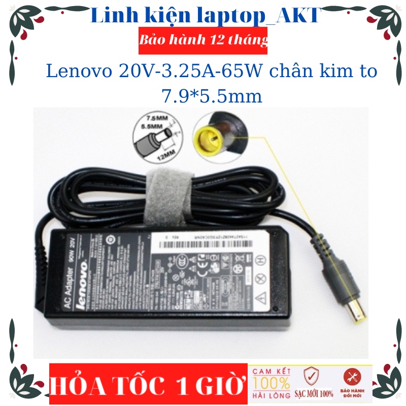 Sạc Lenovo 20V-3.25A-65W chân kim to ThinkPad E320 X200 X201 X220 X230 X220t E530 T430 T430U T430S T430SI T510 T510I