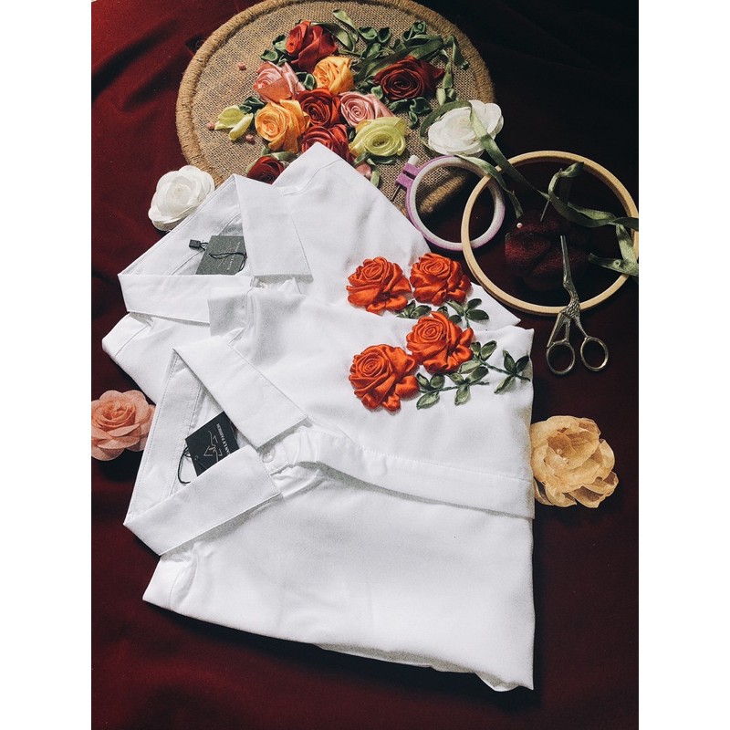 Sơ Mi Nam Nữ Thêu Hoa Hồng
