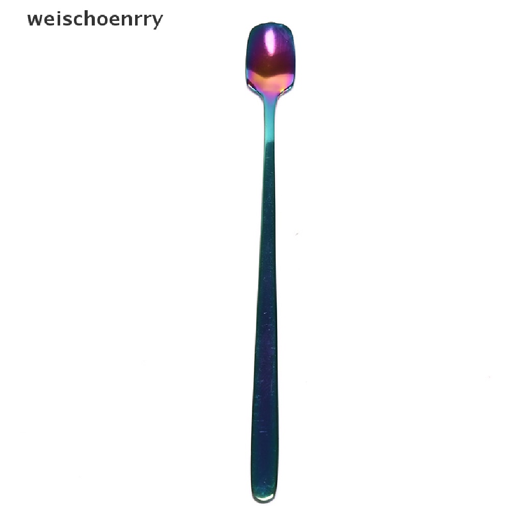 1 muỗng cà phê đầu vuông cán dài bằng thép không gỉ nhiều màu sắc