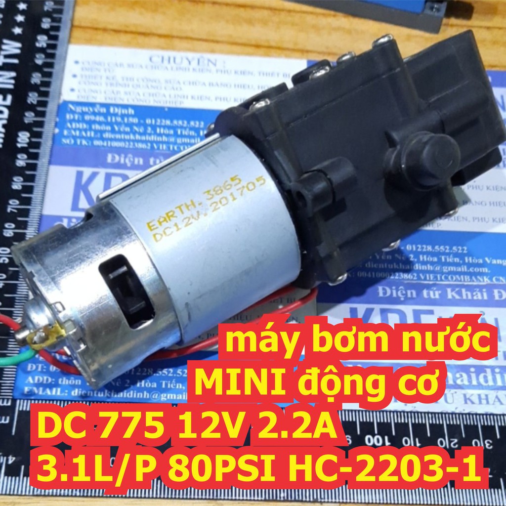 máy bơm nước MINI động cơ DC 775 12V 2.2A 3.1L/P 80PSI HC-2203-1 kde6785