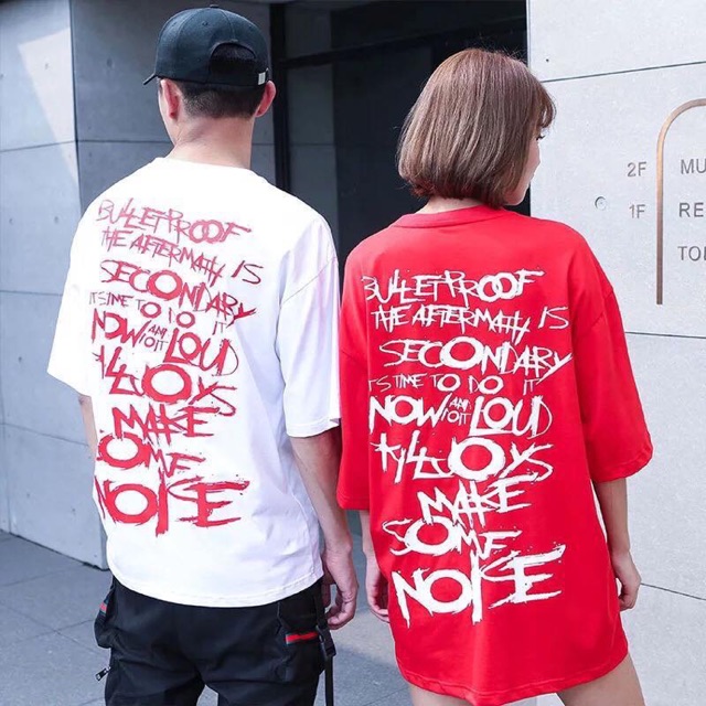 Áo thun unisex in chữ phing cách chuẩn hàng thái