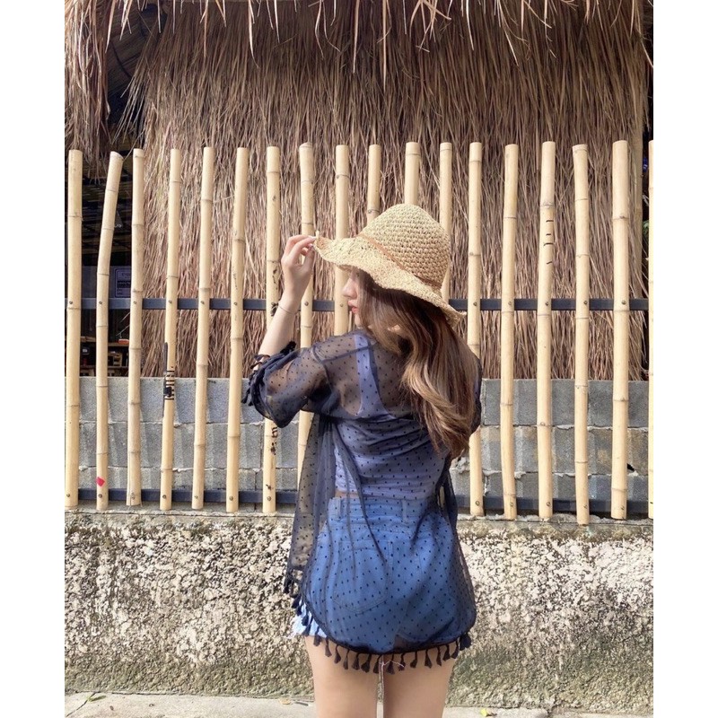Áo Kimono Tua Rua (Trắng/Đen) | BigBuy360 - bigbuy360.vn