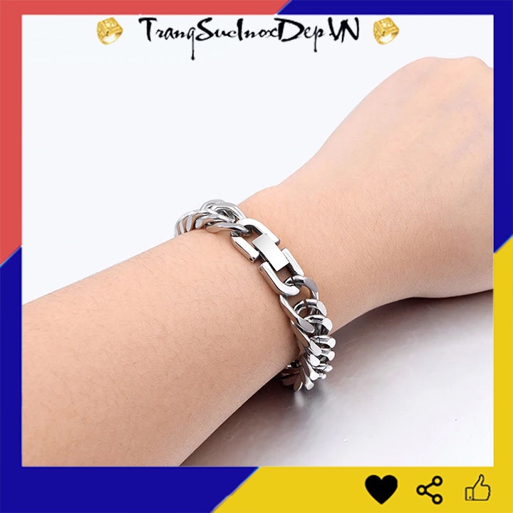 Lắc tay nam kiểu lặc đôi 12mm khóa bộ thời trang sáng đẹp, không đen, không gỉ, chọn size theo yêu cầu