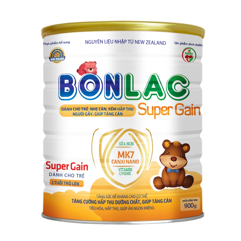 BONLAC - SUPER GAIN (Trẻ từ 01 tuổi trở lên)  - Bổ sung chế độ ăn thiếu đạm và vi chất dinh dưỡng, giúp duy trì sức khỏe