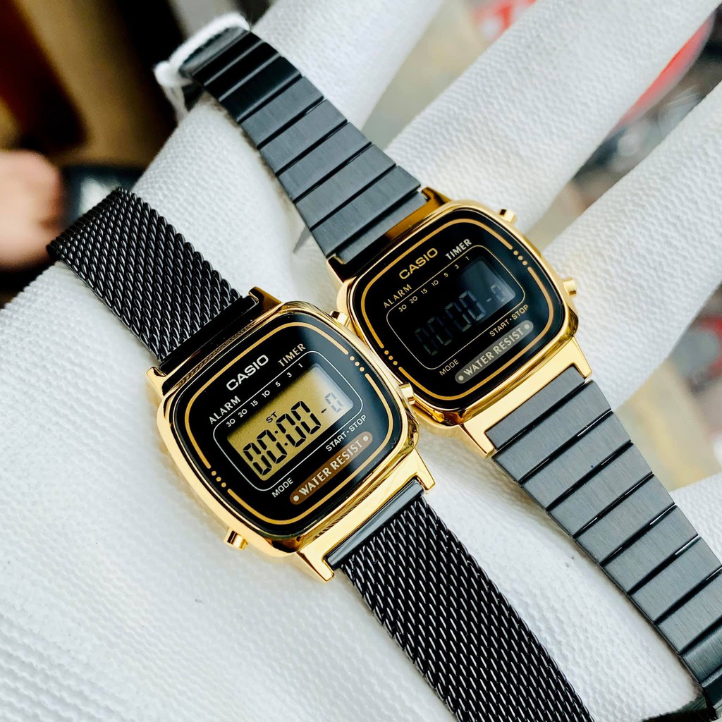 Đồng hồ nữ Casio LA670 Black & Gold