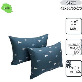Vỏ gối cotton thô lụa hàn cotton twill mẫu kẻ hoa mềm mịn thoáng mát size 45x65,50x70
