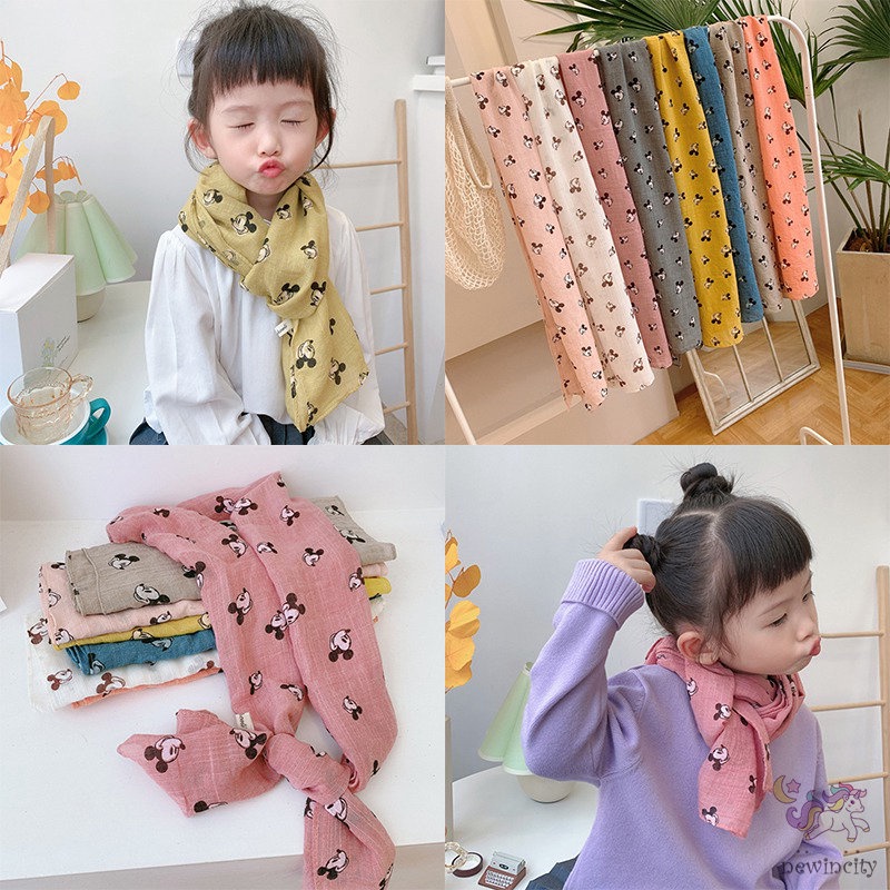 Set 3 khăn choàng cổ hoạ tiết hoạt hình cho bé