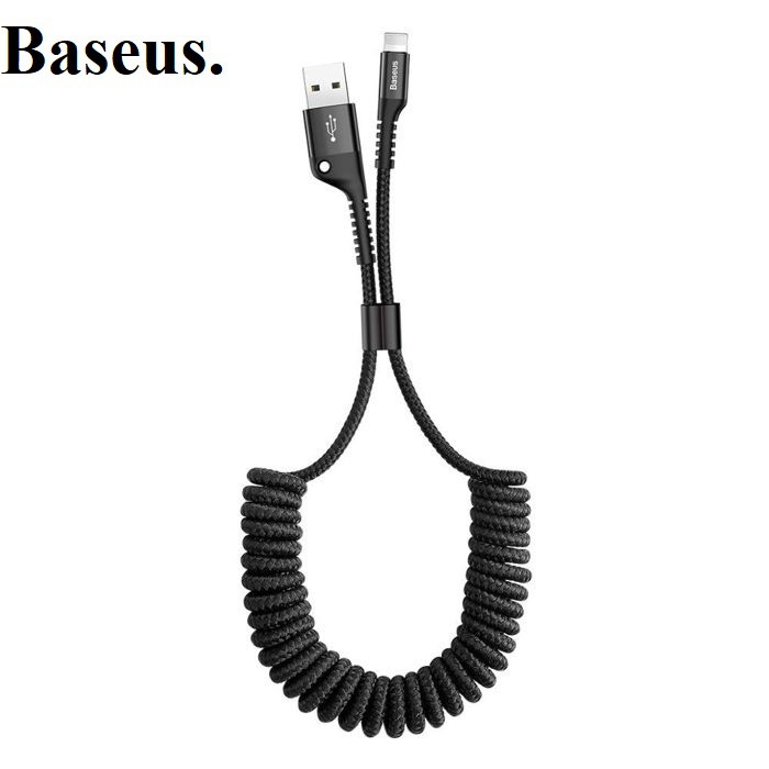 Cáp sạc xoắn lò so Baseus, dây sạc xoắn lò xo hỗ trợ sạc nhanh mềm dẻo chất lượng cao